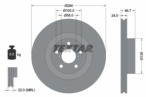 Disc frana punte fata (92139500 TEXTAR) SAAB,SCION,SUBARU,TOYOTA
