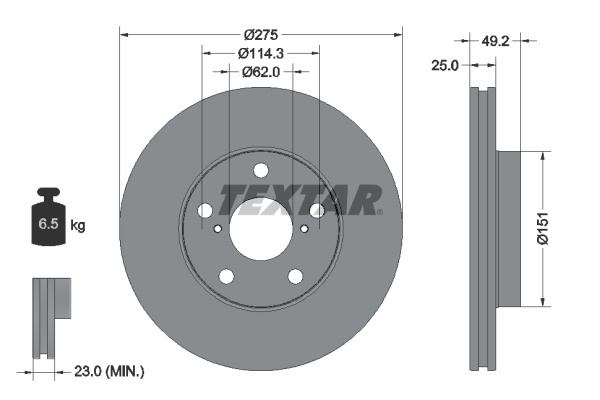 Disc frana punte fata (92139700 TEXTAR) TOYOTA