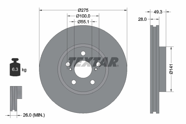 Disc frana punte fata (92142003 TEXTAR) TOYOTA