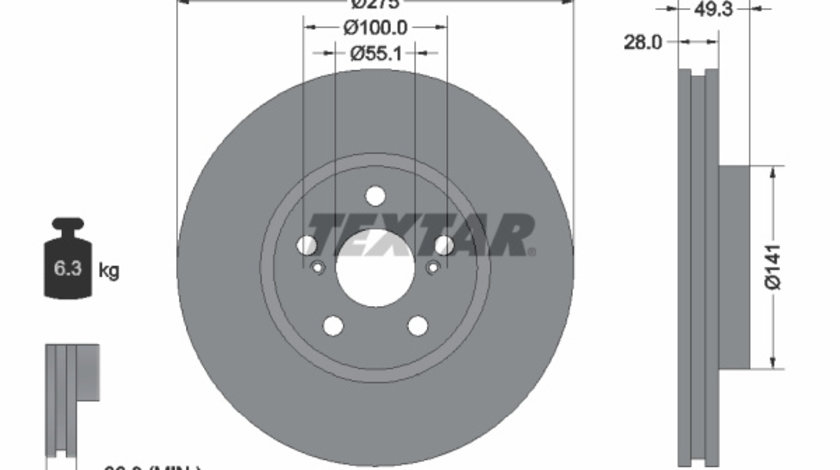 Disc frana punte fata (92142003 TEXTAR) TOYOTA