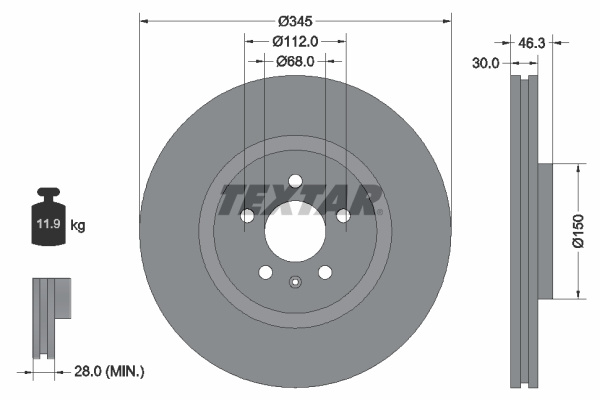 Disc frana punte fata (92143903 TEXTAR) AUDI