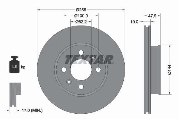 Disc frana punte fata (92144700 TEXTAR) HYUNDAI,INOKOM