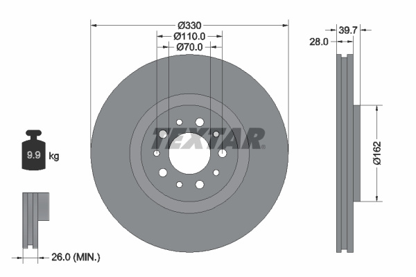 Disc frana punte fata (92145100 TEXTAR) ALFA ROMEO,JEEP,JEEP (GAC FCA)