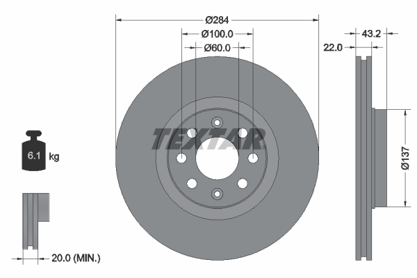 Disc frana punte fata (92145803 TEXTAR) FIAT,OPEL,VAUXHALL