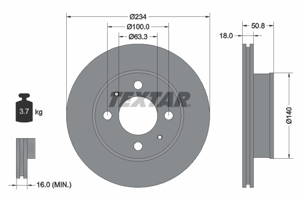 Disc frana punte fata (92146800 TEXTAR) DODGE,HYUNDAI,INOKOM