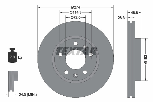 Disc frana punte fata (92146900 TEXTAR) KIA,NAZA