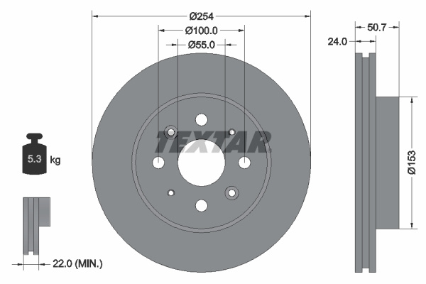 Disc frana punte fata (92147000 TEXTAR) KIA