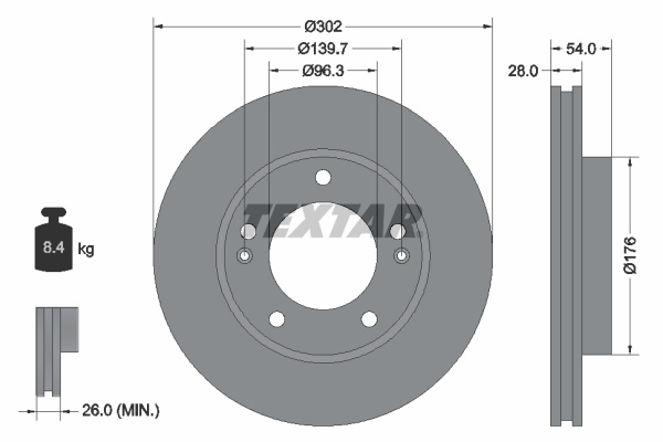 Disc frana punte fata (92147303 TEXTAR) KIA