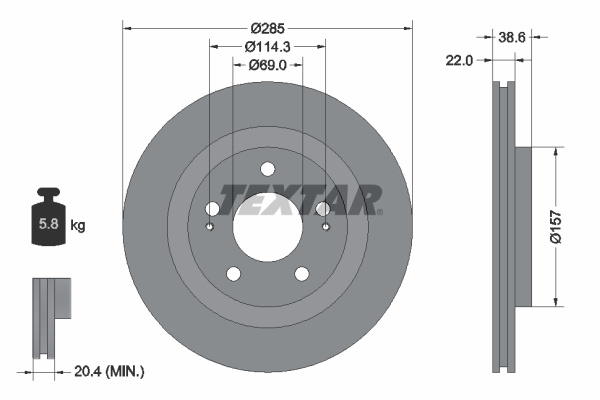 Disc frana punte fata (92148500 TEXTAR) CHANGFENG,MITSUBISHI