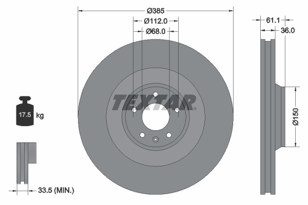 Disc frana punte fata (92151303 TEXTAR) AUDI