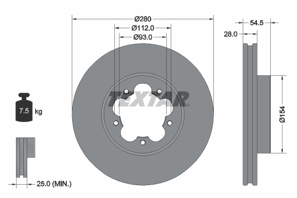 Disc frana punte fata (92151803 TEXTAR) FORD,FORD AUSTRALIA