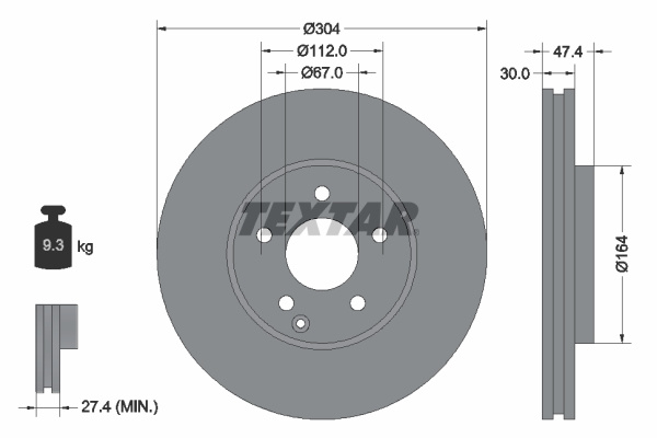 Disc frana punte fata (92152105 TEXTAR) MERCEDES-BENZ