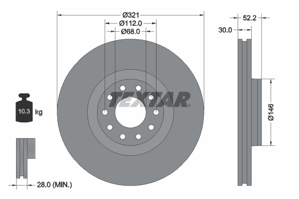 Disc frana punte fata (92154703 TEXTAR) AUDI