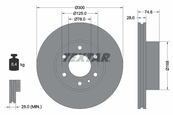Disc frana punte fata (92155900 TEXTAR) IVECO