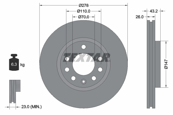 Disc frana punte fata (92156400 TEXTAR) OPEL,VAUXHALL