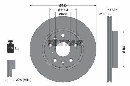 Disc frana punte fata (92156600 TEXTAR) FIAT,SUZUKI