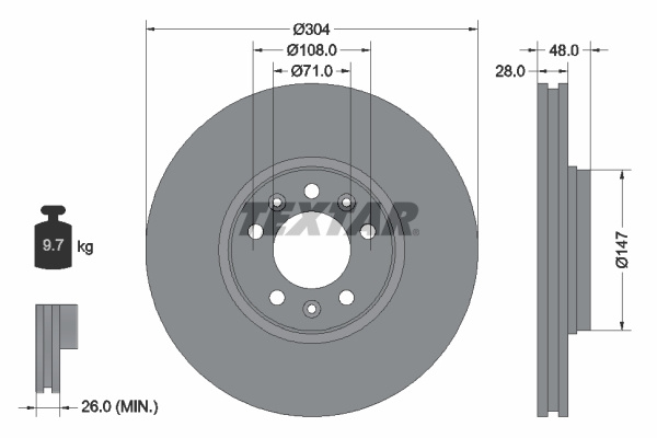 Disc frana punte fata (92157000 TEXTAR) Citroen,FIAT,PEUGEOT,TOYOTA