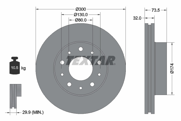 Disc frana punte fata (92157300 TEXTAR) Citroen,FIAT,OPEL,PEUGEOT,RAM