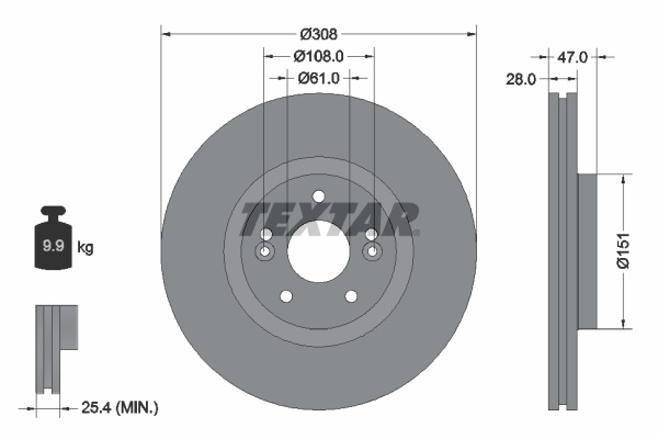Disc frana punte fata (92157700 TEXTAR) RENAULT