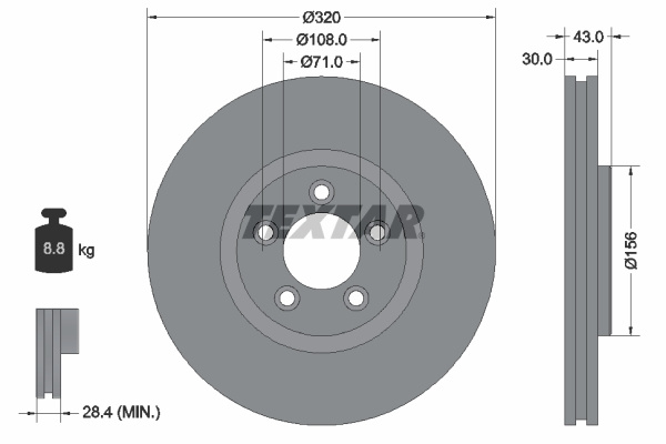 Disc frana punte fata (92158703 TEXTAR) DAIMLER,JAGUAR