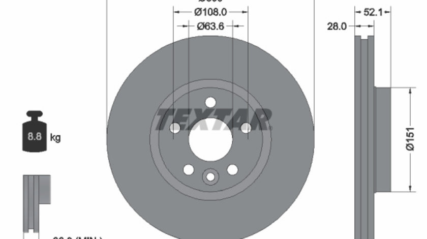 Disc frana punte fata (92159205 TEXTAR) FORD,FORD (CHANGAN),LAND ROVER,LAND ROVER (CHERY),VOLVO,VOLVO (CHANGAN),VOLVO ASIA