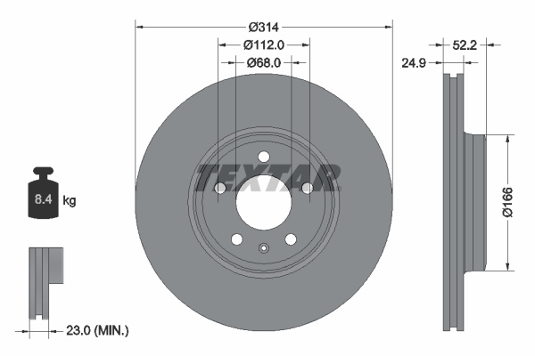 Disc frana punte fata (92159903 TEXTAR) AUDI,AUDI (FAW)