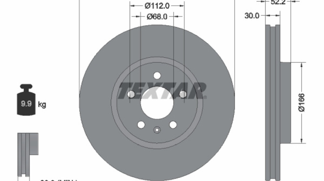 Disc frana punte fata (92160005 TEXTAR) AUDI,AUDI (FAW),VW (SVW)