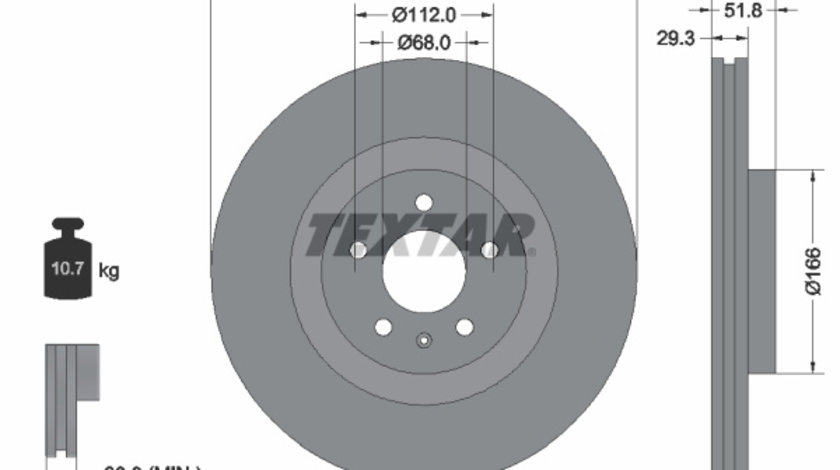 Disc frana punte fata (92160205 TEXTAR) AUDI