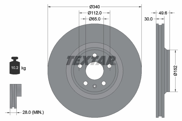 Disc frana punte fata (92160505 TEXTAR) AUDI