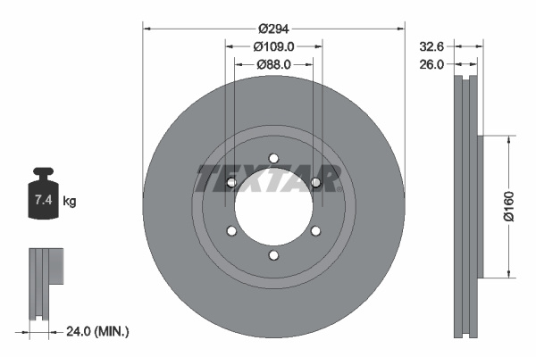 Disc frana punte fata (92162600 TEXTAR) DAEWOO,SSANGYONG