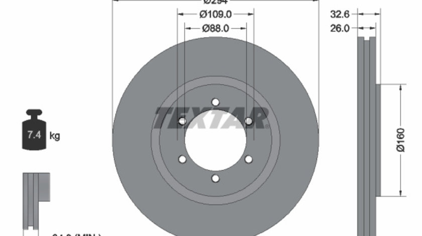 Disc frana punte fata (92162600 TEXTAR) DAEWOO,SSANGYONG