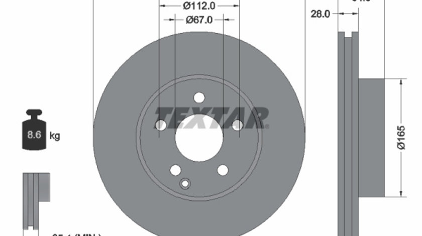 Disc frana punte fata (92163205 TEXTAR) MERCEDES-BENZ,MERCEDES-BENZ (BBDC)