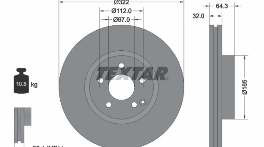 Disc frana punte fata (92163503 TEXTAR) MERCEDES-BENZ,MERCEDES-BENZ (BBDC)