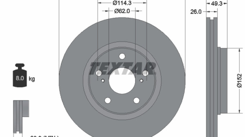 Disc frana punte fata (92163903 TEXTAR) TOYOTA