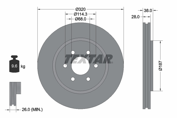 Disc frana punte fata (92164405 TEXTAR) NISSAN