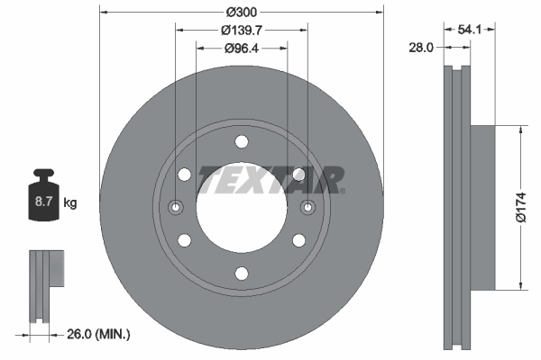 Disc frana punte fata (92164500 TEXTAR) KIA