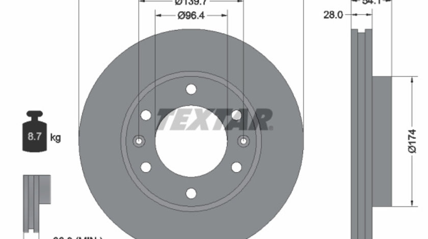 Disc frana punte fata (92164500 TEXTAR) KIA