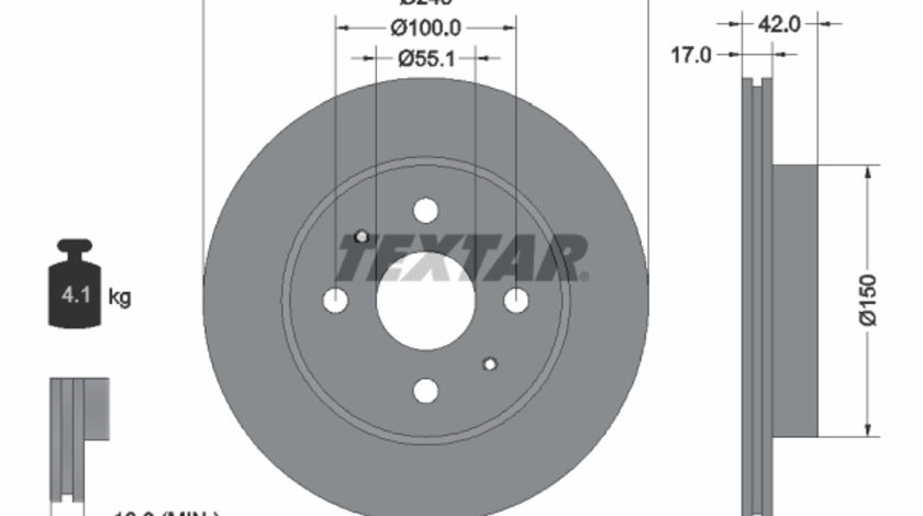 Disc frana punte fata (92165603 TEXTAR) DAIHATSU,PERODUA,SUBARU