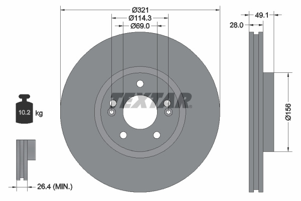 Disc frana punte fata (92166003 TEXTAR) HYUNDAI,KIA