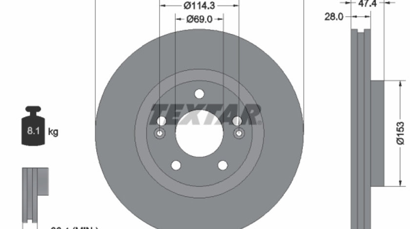 Disc frana punte fata (92166200 TEXTAR) HYUNDAI,HYUNDAI (BEIJING),KIA,KIA (DYK)