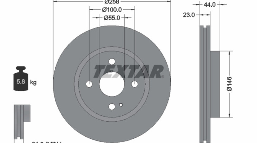 Disc frana punte fata (92166803 TEXTAR) FORD,FORD (CHANGAN),FORD ASIA / OCEANIA,FORD AUSTRALIA,MAZDA,MAZDA (CHANGAN)