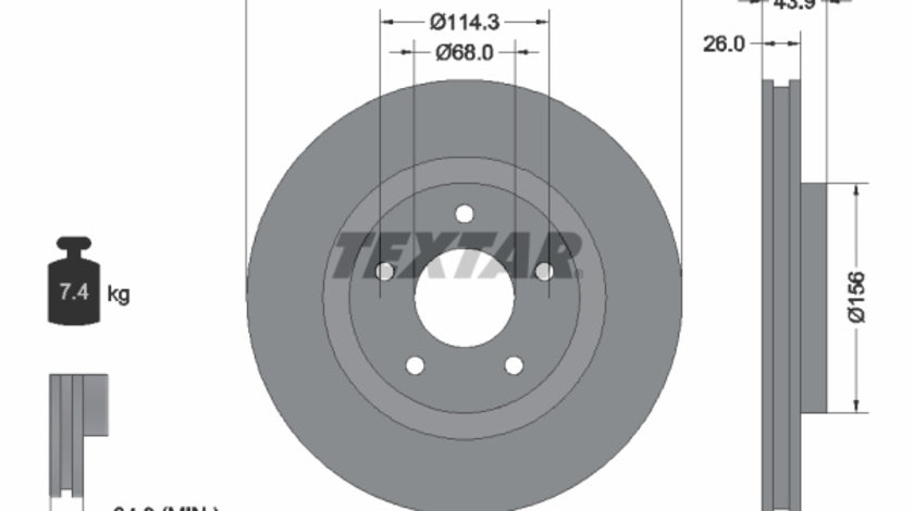 Disc frana punte fata (92167400 TEXTAR) DONGFENG FENGDU,HAIMA (FAW),NISSAN,NISSAN (DFAC),RENAULT (DFAC),VENUCIA