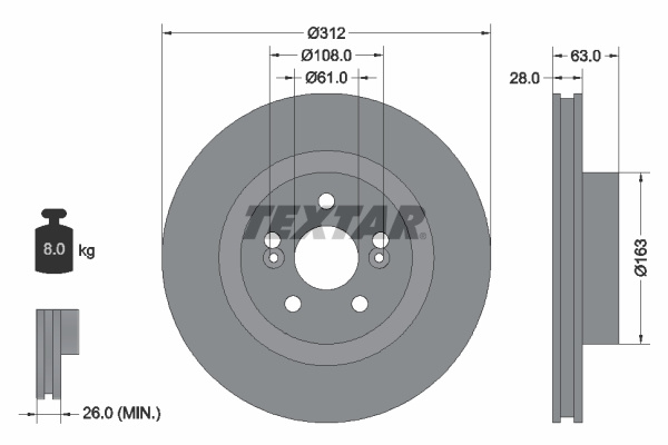 Disc frana punte fata (92167703 TEXTAR) RENAULT