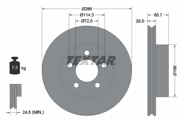 Disc frana punte fata (92169003 TEXTAR) FORD AUSTRALIA,FORD USA,MAZDA