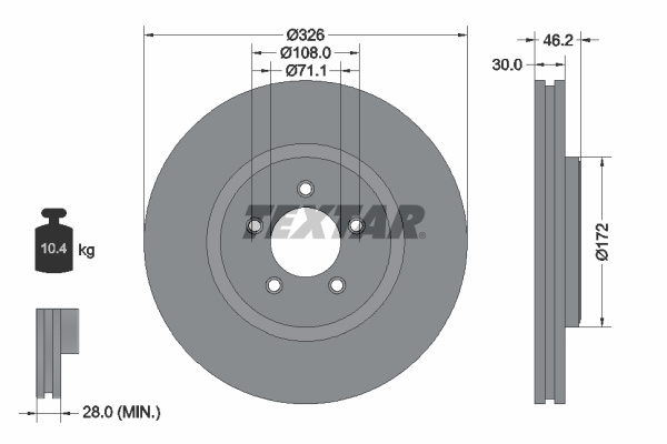 Disc frana punte fata (92173505 TEXTAR) DAIMLER,JAGUAR