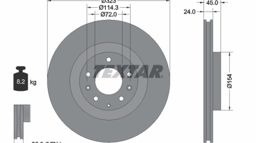 Disc frana punte fata (92174403 TEXTAR) MAZDA