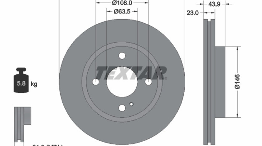 Disc frana punte fata (92176005 TEXTAR) FORD,FORD AUSTRALIA