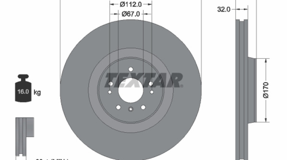 Disc frana punte fata (92176603 TEXTAR) MERCEDES-BENZ