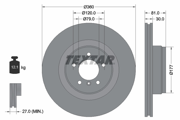 Disc frana punte fata (92178403 TEXTAR) LAND ROVER