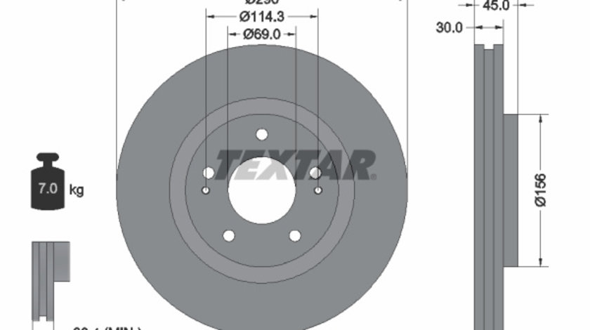 Disc frana punte fata (92178703 TEXTAR) DODGE,MITSUBISHI